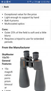 Celestron SkyMaster Giant 15 x 70 Binoculars with Tripod Adapter